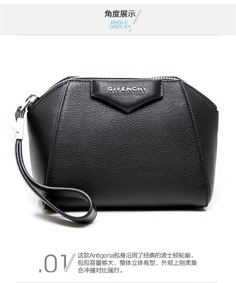 Givenchy/纪梵希 女士黑色羊皮木纹手拿包 BC06826012 001