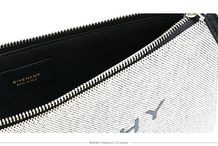 Givenchy/纪梵希 男士白褐色品牌标志印花牛皮与棉质混纺手拿包 BK0607 2536 284 grey brown-036