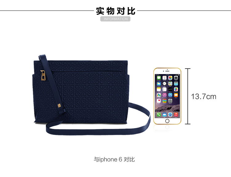 【包邮包税】LOEWE/罗意威 女士蓝色真皮单肩包 161108 107.55.N77 engraved calf navy-036