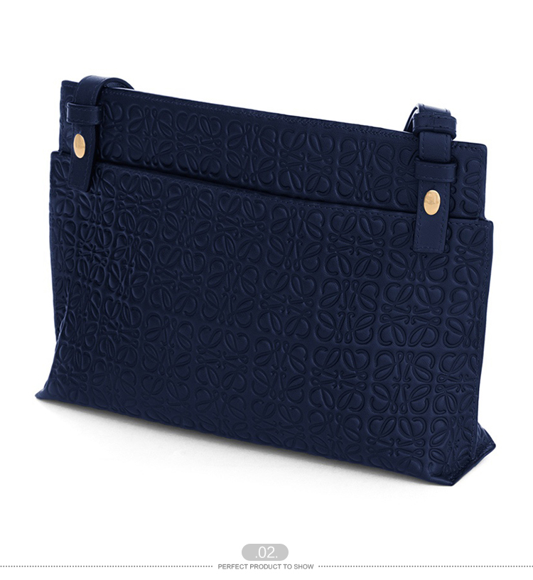 【包邮包税】LOEWE/罗意威 女士蓝色真皮单肩包 161108 107.55.N77 engraved calf navy-036