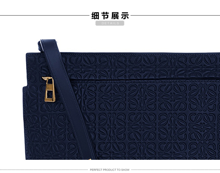 【包邮包税】LOEWE/罗意威 女士蓝色真皮单肩包 161108 107.55.N77 engraved calf navy-036