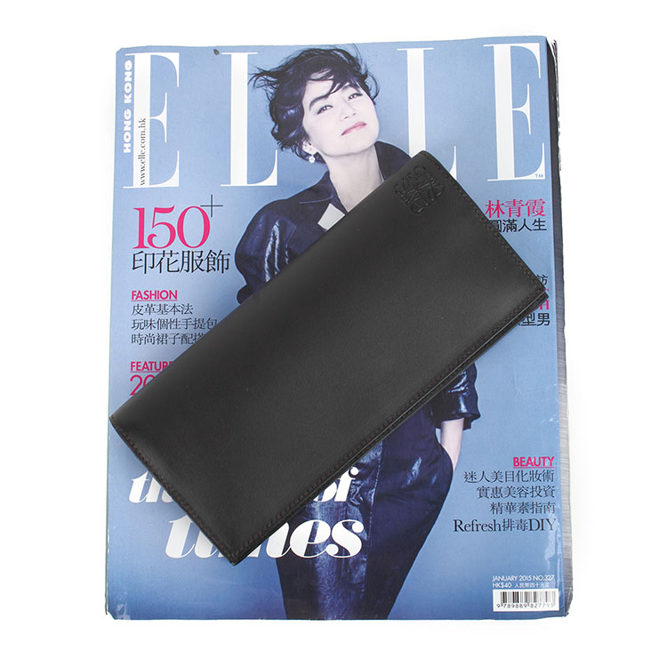 【包邮包税】LOEWE/罗意威 中性款式黑色真皮长款钱包