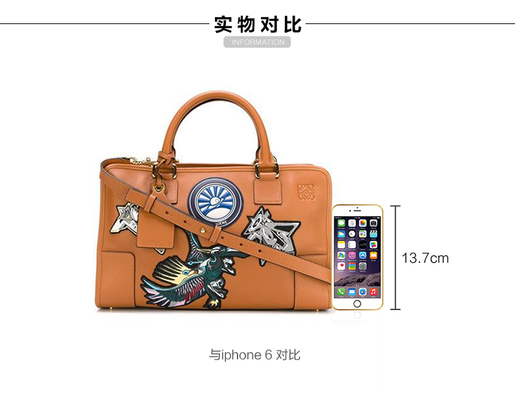 【包邮包税】LOEWE/罗意威 女士小牛皮棕色手提包 389.30PN22 classic calf tan-036 20161121