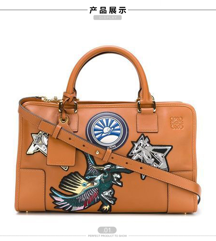 【包邮包税】LOEWE/罗意威 女士小牛皮棕色手提包 389.30PN22 classic calf tan-036 20161121