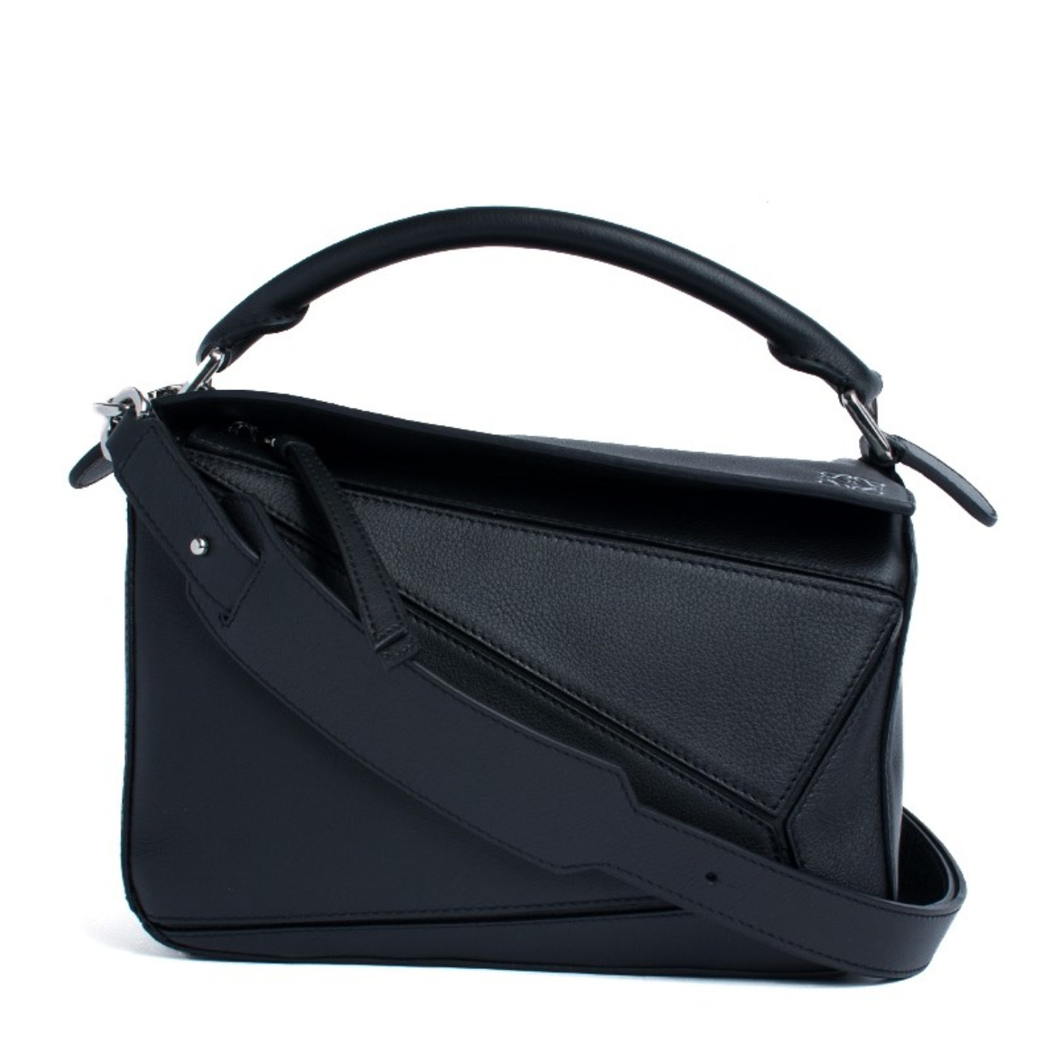 LOEWE/罗意威 黑色牛皮拼图手提单肩包 32230K79 1100