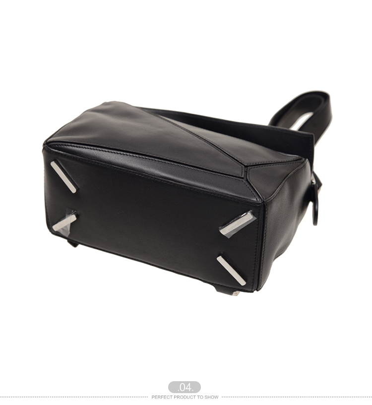 LOEWE/罗意威 女士黑色真皮拼接提挎两用包 32230K791100-008 20170104
