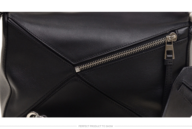 LOEWE/罗意威 女士黑色真皮拼接提挎两用包 32230K791100-008 20170104