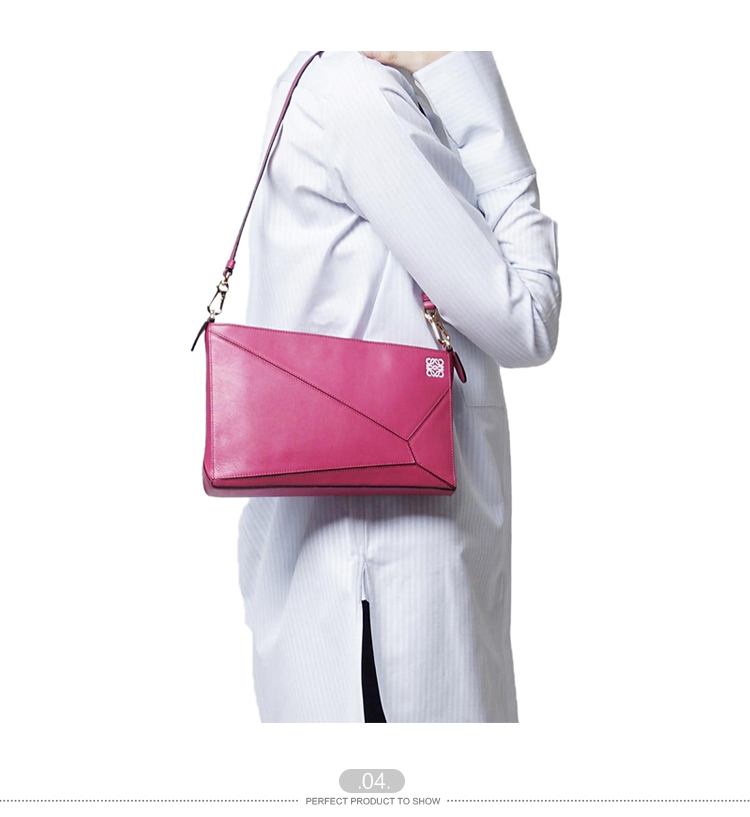 【包邮包税】LOEWE/罗意威 女士粉红色牛皮单肩包 161108 322.89.M87 calf fuxia-036