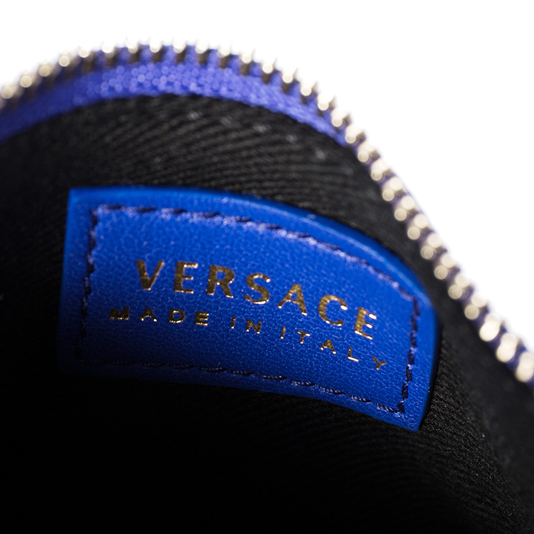 VERSACE/范思哲女士深蓝色牛皮钱包