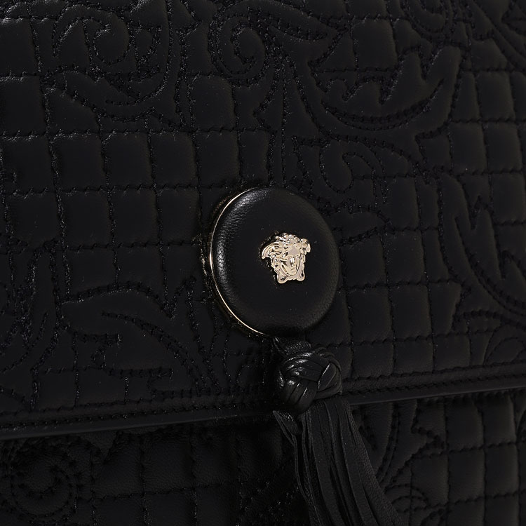 VERSACE/范思哲女士黑色羊皮手提包