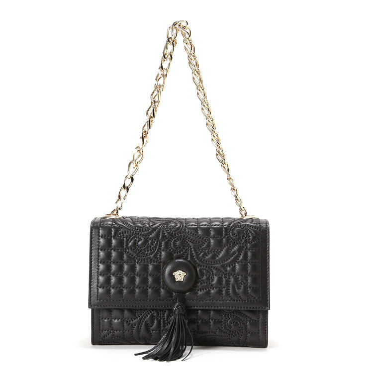 VERSACE/范思哲女士黑色羊皮手提包