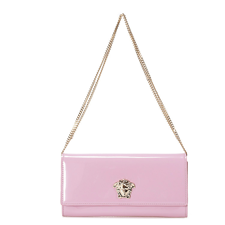 VERSACE/范思哲女士粉色牛皮链条钱包