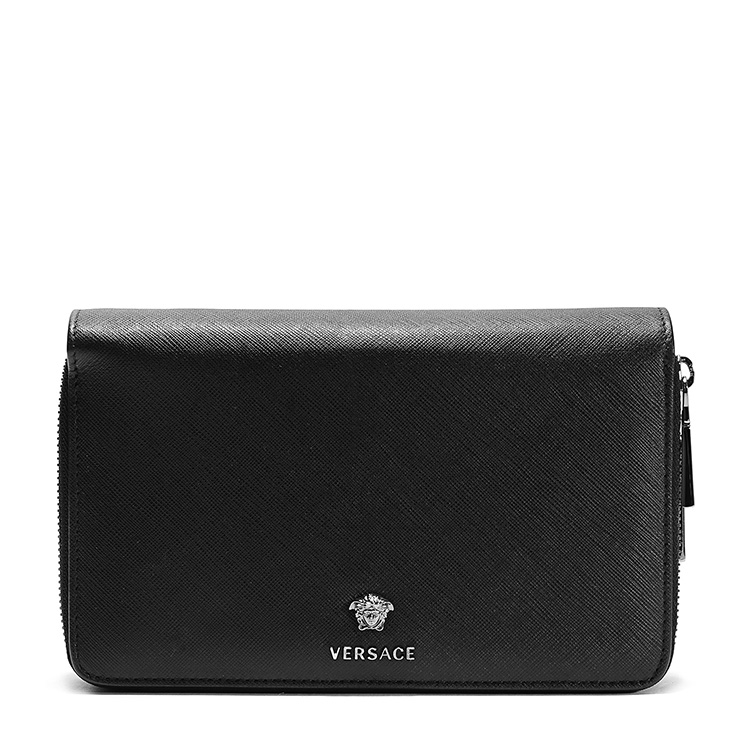 VERSACE/范思哲男士黑色牛皮手拿包