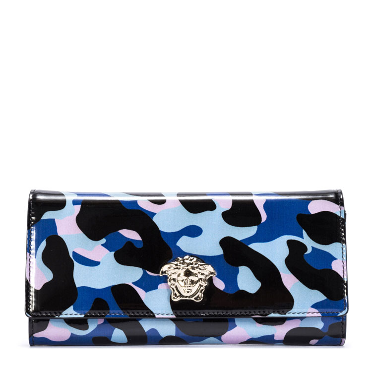 VERSACE/范思哲女士蓝色牛皮钱包