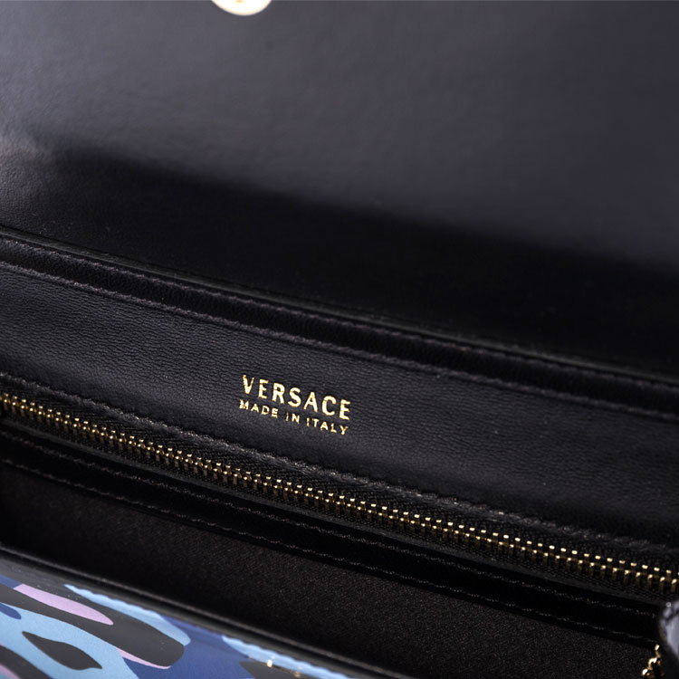 VERSACE/范思哲女士蓝色牛皮钱包