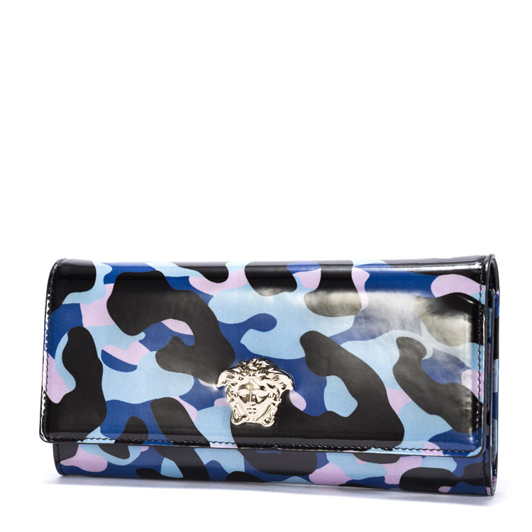 VERSACE/范思哲女士蓝色牛皮钱包
