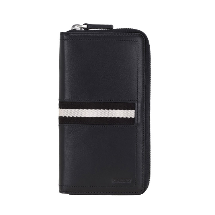 BALLY/巴利 男士TASYO小牛皮织带长款拉链钱包钱夹 黑色 6179156