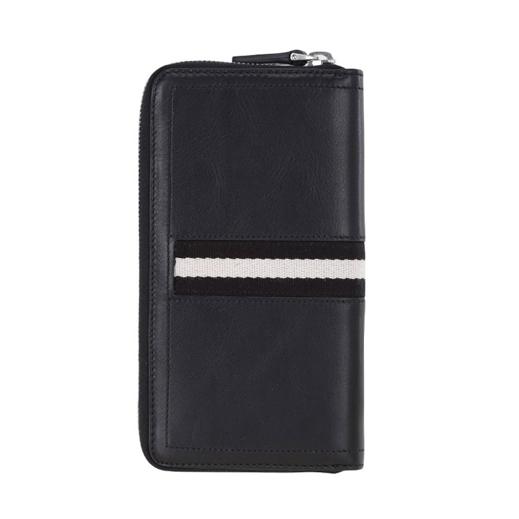 BALLY/巴利 男士TASYO小牛皮织带长款拉链钱包钱夹 黑色 6179156