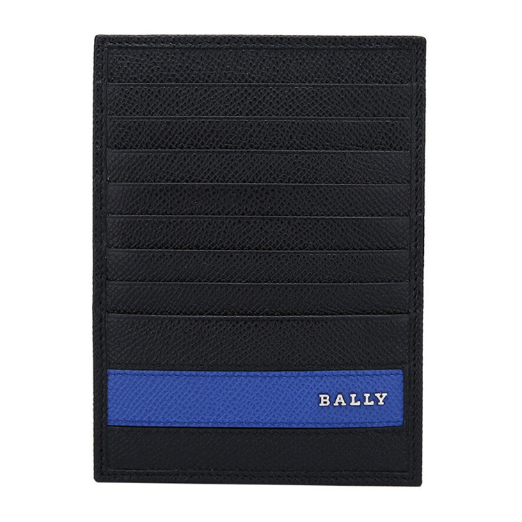 BALLY/巴利 男士黑色蓝色横条牛皮卡包LINDON.L/340