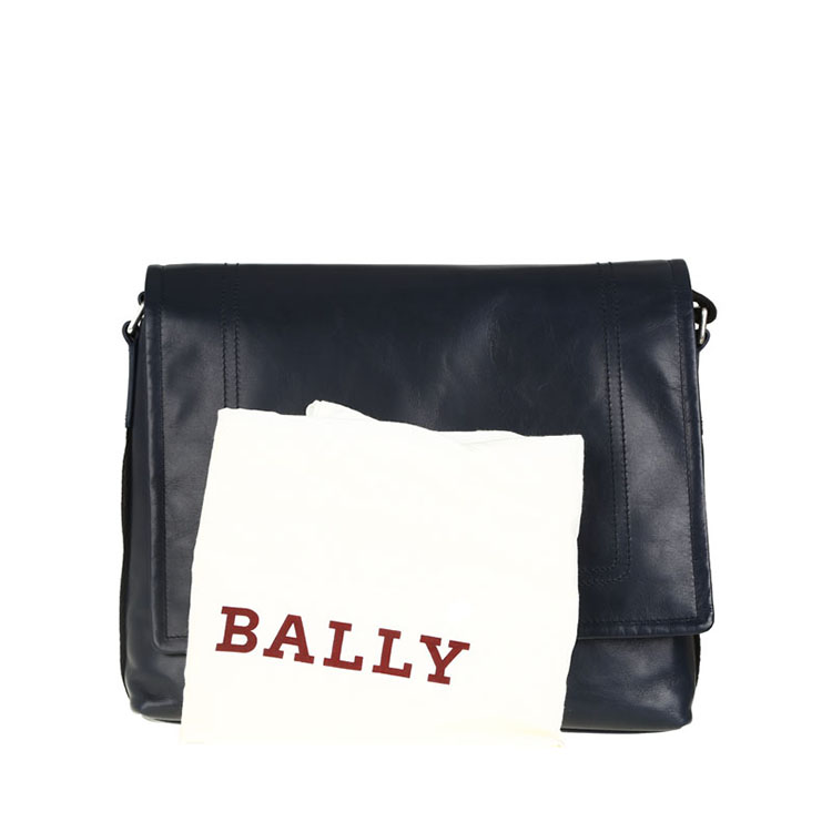 BALLY/巴利 男士TEPOLT条纹小牛皮斜挎翻盖邮差包斜挎包 6187205 蓝色/米黑条纹