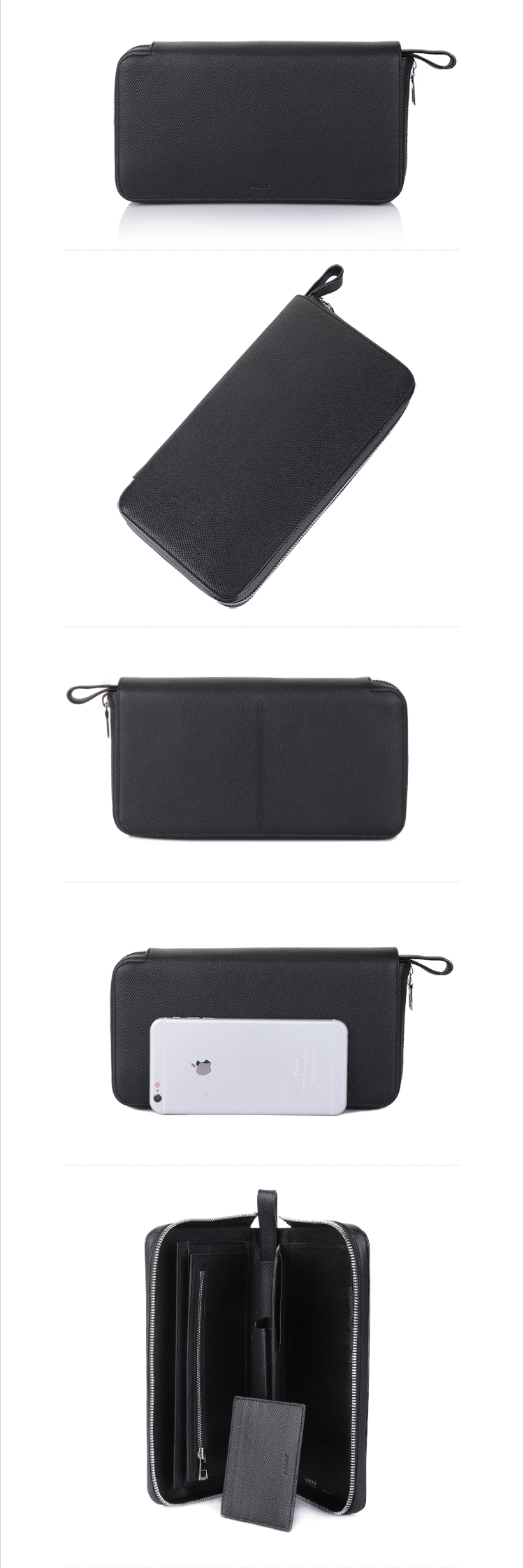 BALLY/巴利男士多色牛皮压纹全拉链手拿包手包长款钱夹 钱包 BALMAN