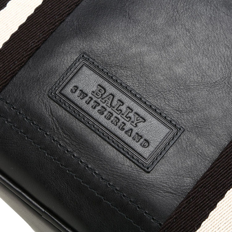 BALLY/巴利 男士小牛皮经典织带手提包商务旅行包6192913黑色/米黑条纹