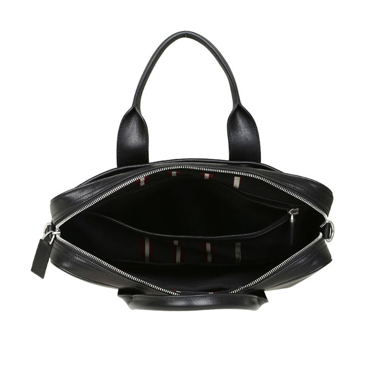 BALLY/巴利 男士小牛皮经典织带手提包商务旅行包6192913黑色/米黑条纹