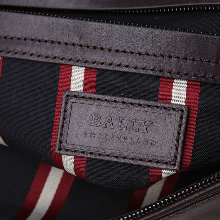 BALLY/巴利 男士TEPOLT小牛皮斜挎翻盖邮差包斜挎包 巧克力/米红条纹 6184565