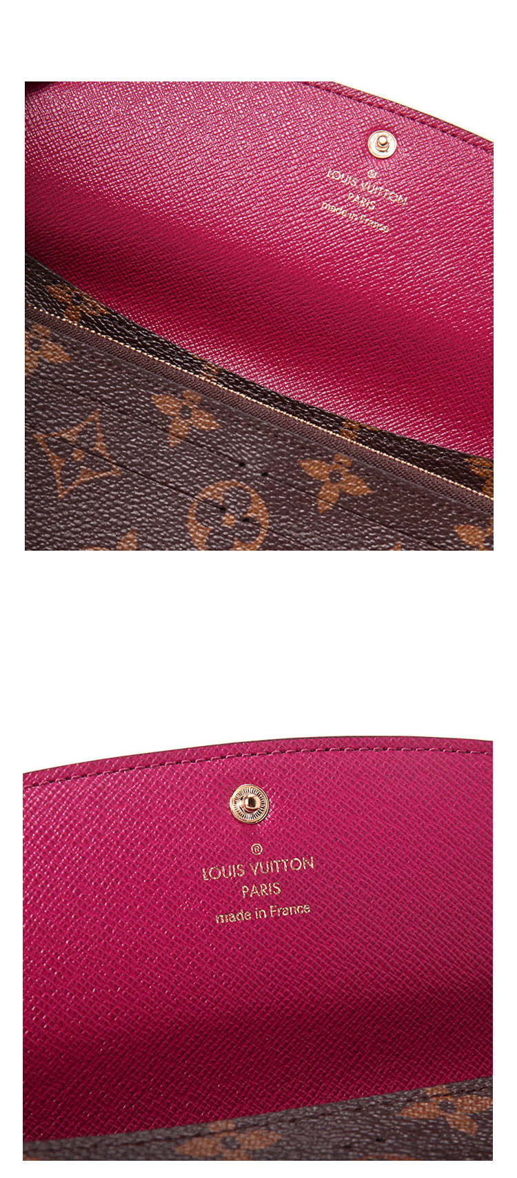 LouisVuitton/路易威登Emilie经典系列女士按扣钱包M60697帆布/配皮