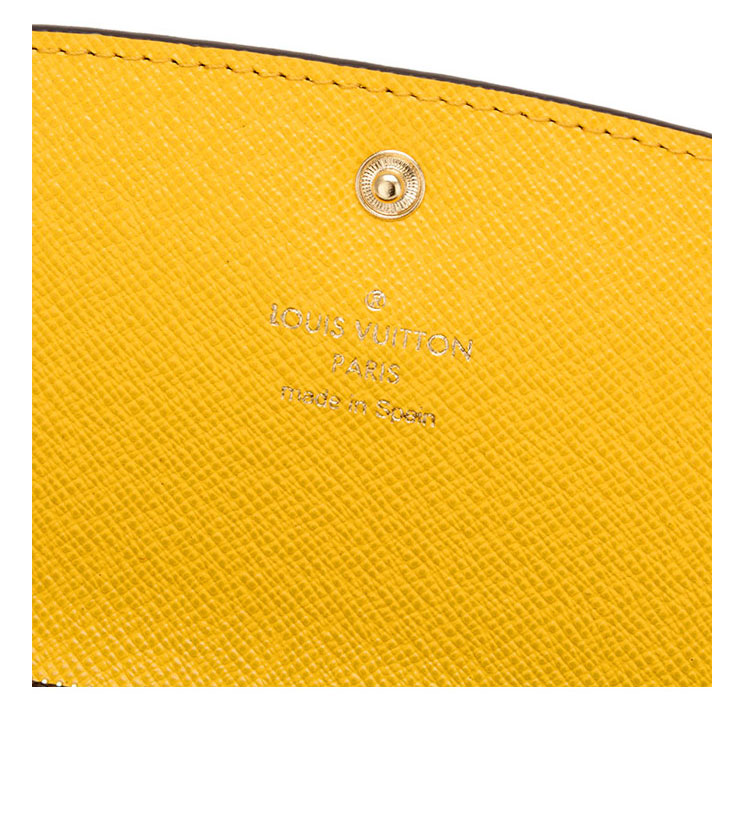 Louis Vuitton/路易威登 老花按扣长款女士钱包Emilie帆布 新款招财黄色M64301