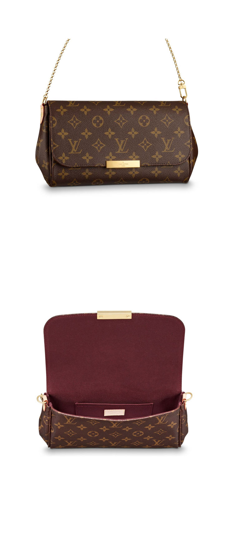 Louis Vuitton/路易威登 FAVORITE大号 Monogram帆布/配皮 女士两用 斜挎包 M40718(配有长肩带