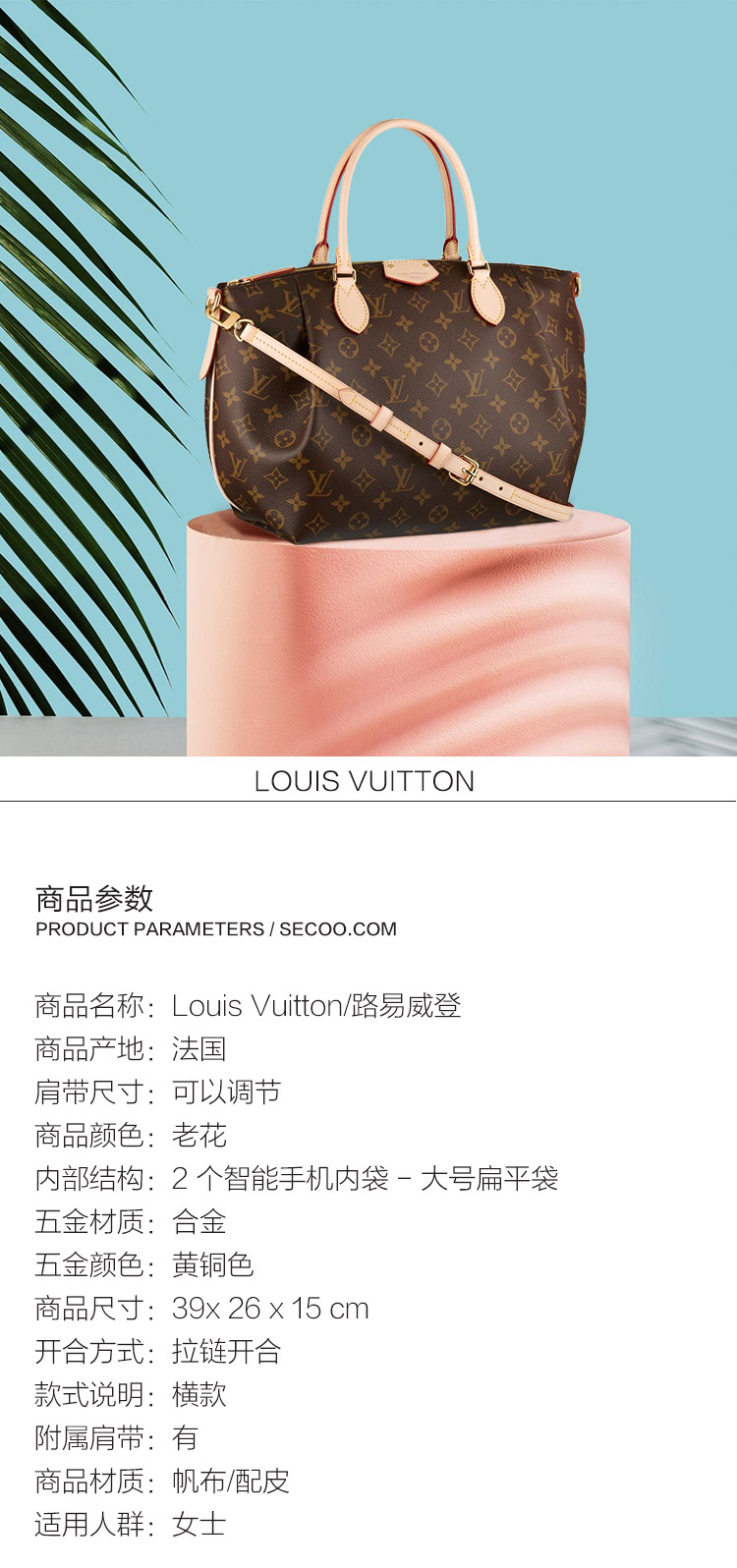 Louis Vuitton/路易威登 老花经典帆布/配皮女士中号手提包配长肩带 M48814
