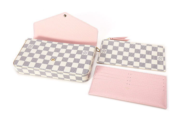 Louis Vuitton/路易威登 特价 白色棋盘格经典帆布女士链条多用斜挎包 Felicie N61363