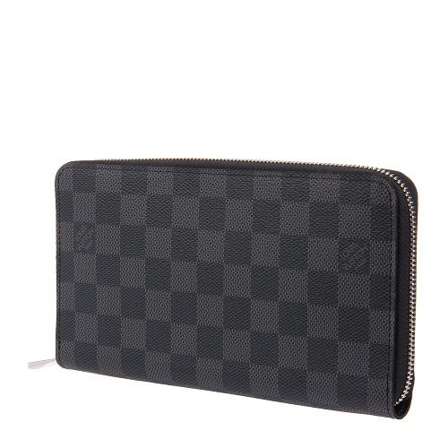 Louis Vuitton/路易威登 大号灰色棋盘格Damier帆布 男士拉链手包/钱包 N63077