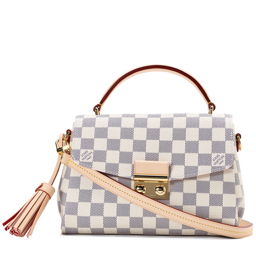 Louis Vuitton/路易威登 新款白棋格内拼樱花粉色女士邮差包 帆布/配皮 N41581