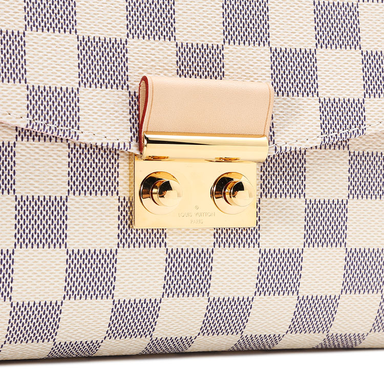 Louis Vuitton/路易威登 新款白棋格内拼樱花粉色女士邮差包 帆布/配皮 N41581