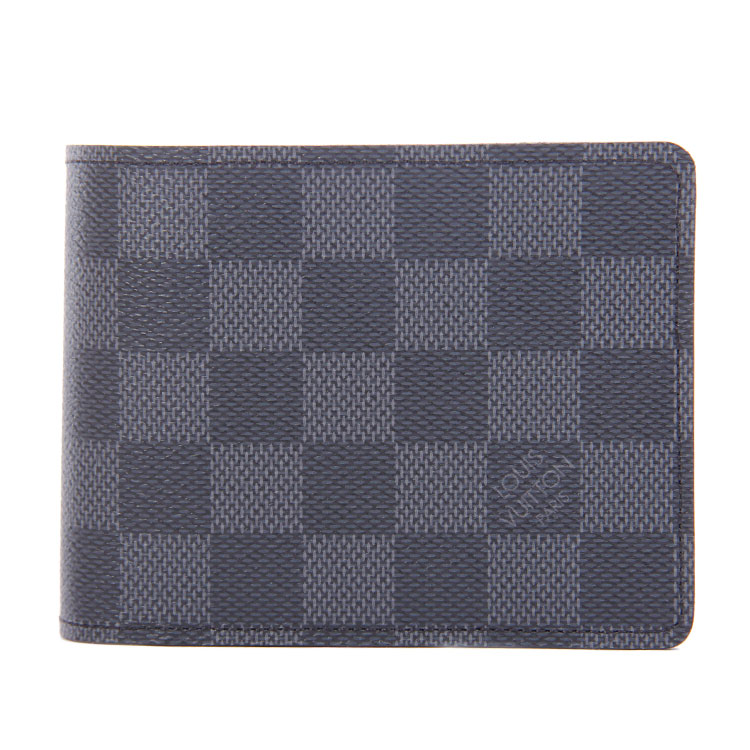 Louis Vuitton/路易威登 MULTIPLE灰棋格 男士 牛皮 短款 两折 钱包 钱夹 N62663