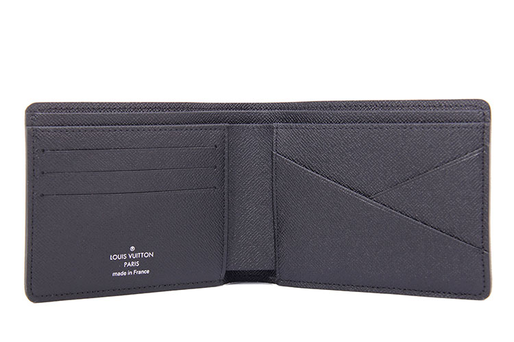 Louis Vuitton/路易威登 MULTIPLE灰棋格 男士 牛皮 短款 两折 钱包 钱夹 N62663