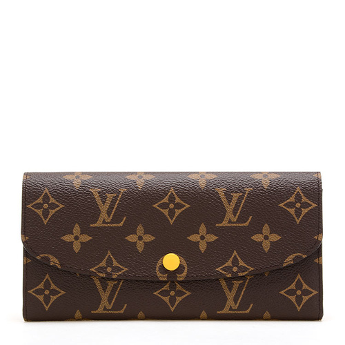 Louis Vuitton/路易威登 老花按扣长款女士钱包Emilie帆布/配皮 新款招财黄色