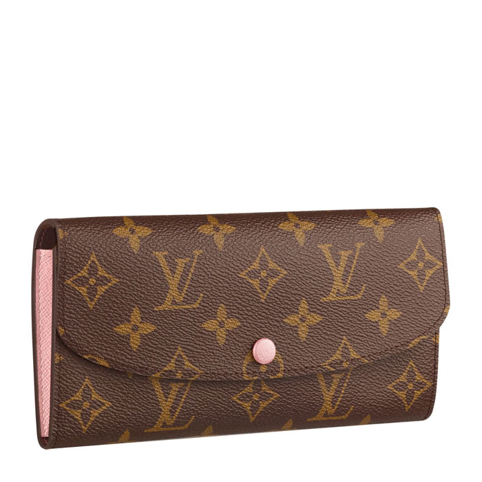 Louis Vuitton/路易威登 女士老花帆布芭比粉色EMILIE 钱包 M61289