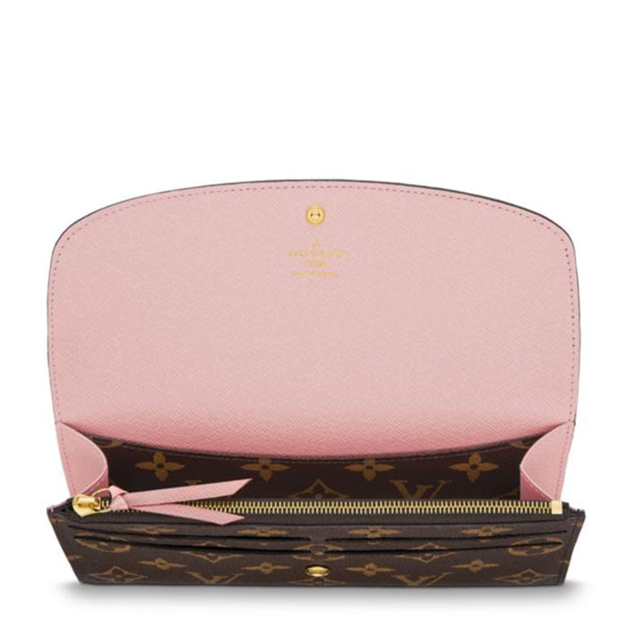 Louis Vuitton/路易威登 女士老花帆布芭比粉色EMILIE 钱包 M61289