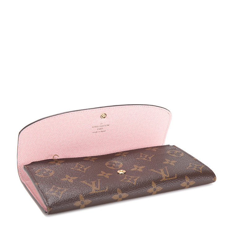 Louis Vuitton/路易威登 女士老花帆布芭比粉色EMILIE 钱包 M61289