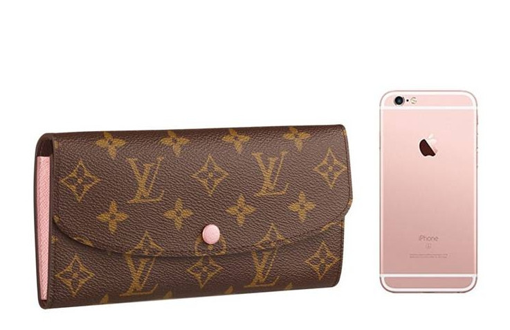 Louis Vuitton/路易威登 女士老花帆布芭比粉色EMILIE 钱包 M61289