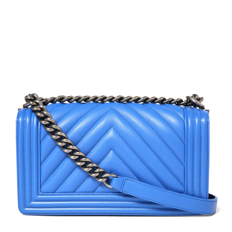 CHANEL(香奈儿) 蓝色皮质斜挎包 Leboy 中号