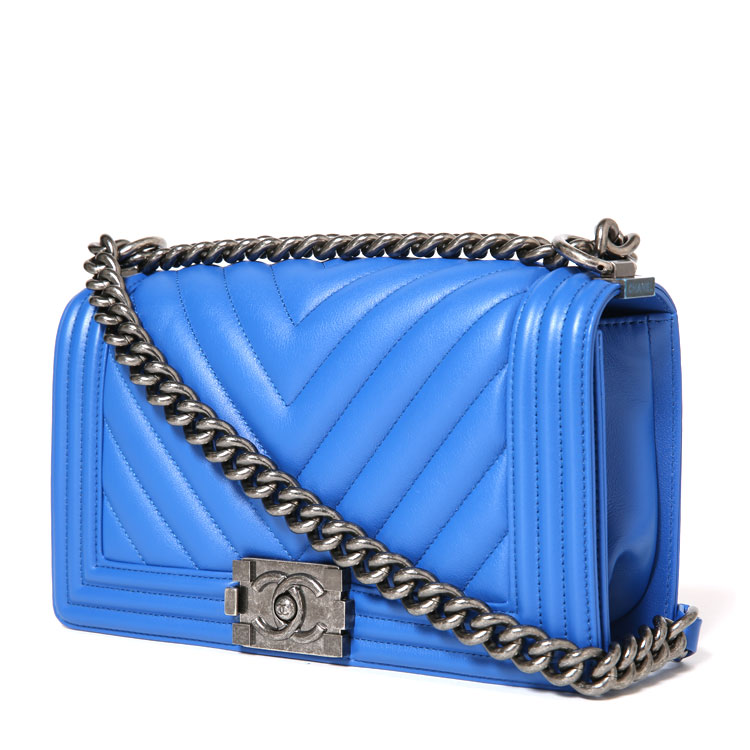 CHANEL(香奈儿) 蓝色皮质斜挎包 Leboy 中号