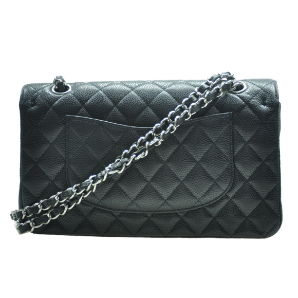 CHANEL/香奈儿 女士经典款CF中号、黑色牛皮、斜挎单肩包
