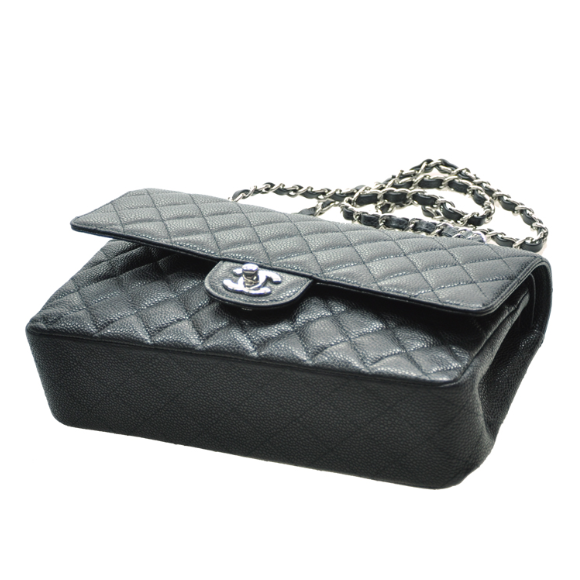 CHANEL/香奈儿 女士经典款CF中号、黑色牛皮、斜挎单肩包
