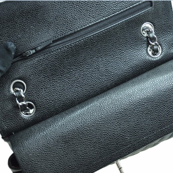 CHANEL/香奈儿 女士经典款CF中号、黑色牛皮、斜挎单肩包