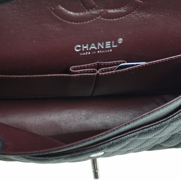 CHANEL/香奈儿 女士经典款CF中号、黑色牛皮、斜挎单肩包