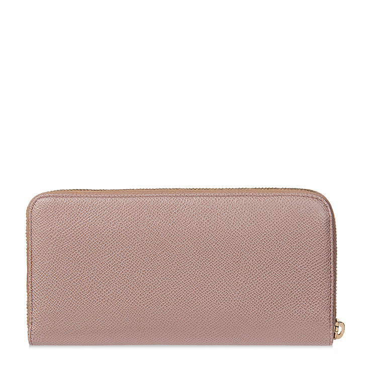 Tod’s/托德斯 女士粉色牛皮LOGO金属牌撞色内衬钱包